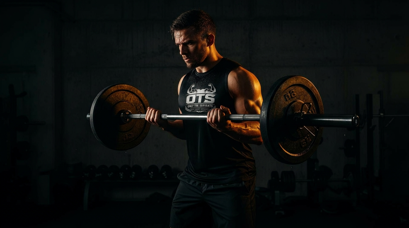 Athlete training with barbell